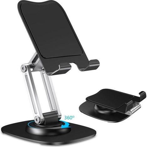 Support téléphone bureau réglable avec rotation 360°. Pliable et portable, compatible iPhone/Samsung etc. (1/4)
