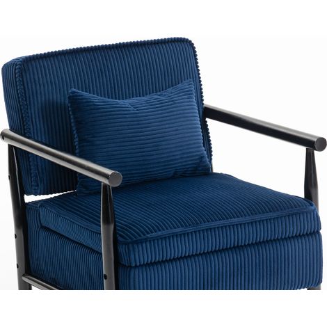 Fauteuil d'appoint en bois naturel avec dossier et assise rembourrés, design classique et confortable (1/5)