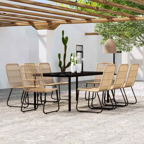 vidaXL Ensemble à manger de jardin 9 pcs Chêne (1/5)