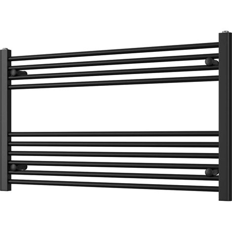 Zennor - Black Heated Towel Rail - H600mm x W1000mm - Straight (1/3)