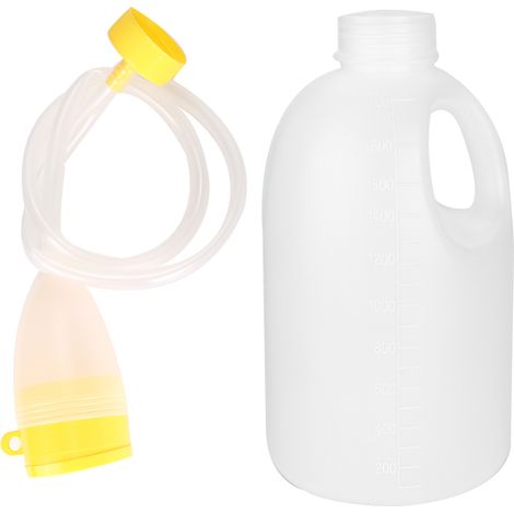 botella para orina, 1500 ml, con tubo, plástico resistente, para cama de hospital (1/5)