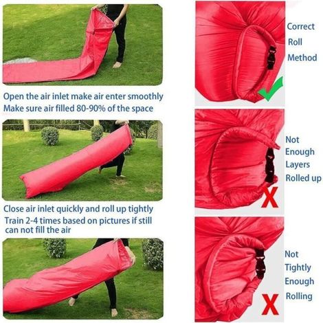 Tragbares, aufblasbares Chaiselongue-Sofa, wasserdicht und auslaufsicher - ideal für Reisen, Camping und Wandern (Rot) (1/5)