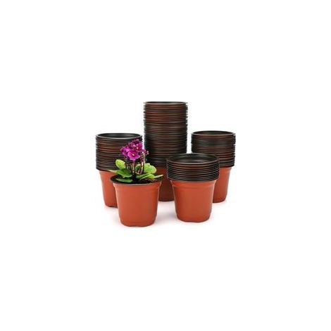 100 pièces de 10 cm (diamètre) Pots de Fleurs en Plastique Souple, Pots de graines, Pots de pépinière, Pots de Fleurs et de Plantes H177 (1/5)