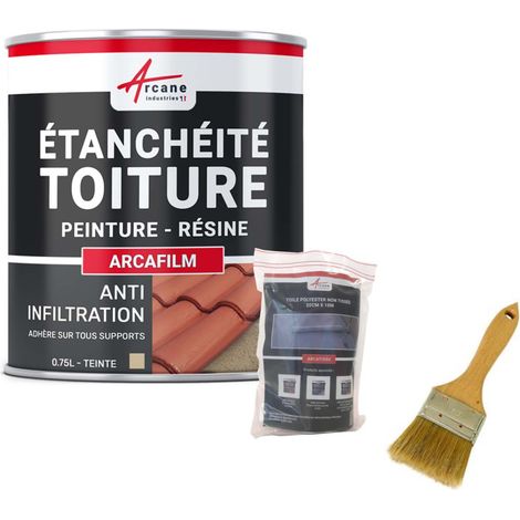 Réparation, étanchéité, tuile, gouttière, cheneau, trou, fissure, souche, cheminée, ardoise : Arcafilm pack - 0.75 L (jusqu'à 0.5 m²) Paille - ARCANE INDUSTRIES