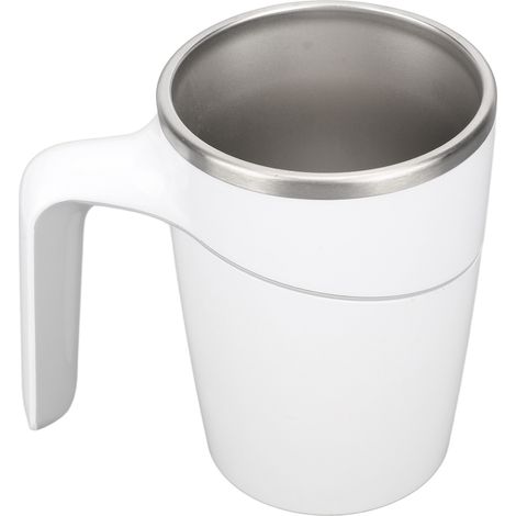 Mug à café en acier inoxydable blanc, capacité de 470 ml, couvercle en silicone anti-fuites, idéal pour la maison. (1/5)