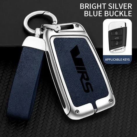 (Argent et bleu C) Accessoires pour étui à clé de voiture en alliage de zinc pour Skoda VRS Octavia 1 2 3 Rapid Kodiaq Karoq RS Fabia Kamiq Superb,Housse de clé de voiture pou (1/5)