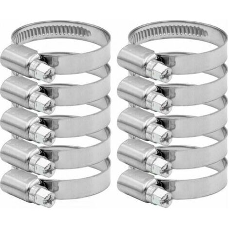 10 Stück verstellbare Schlauchschellen, 27–51 mm, 304 Edelstahl-Schlauchschellen für Haushaltswasserleitungen, Hausgasleitungen, Autoleitungen (12 mm) MUMU