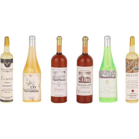 Lot de 6 bouteilles de vin en plastique pour maison de poupée échelle 1:12, mini décoration bar accessoire (1/5)