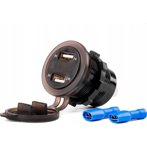 Wasserdichtes Ladegerät mit Steckdosen und Spannungsprüfer 2x USB 12V 24V MOD-06 (1/5)