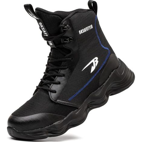 MINKUROW Herren-Sicherheitsschuhe und leichte Damen-Sicherheits-Sneaker Stahlkappenschuh Atmungsaktiv Basket Securité Arbeitsschuhe Herren Bequemer Sicherheitsstiefel Größe 44 Schwarz (1/5)