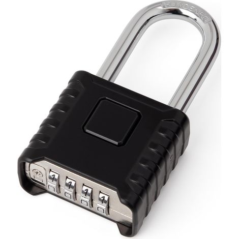 Cadenas à combinaison extérieur, 52 mm, code à 4 chiffres, pour portails, abris de jardin, clôtures, entrepôts, noir (1/5)