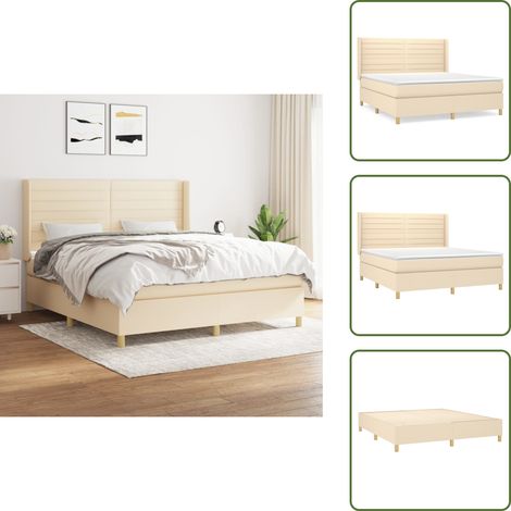 Boxspringbett mit Matratze Creme 160x200 cm Stoff - Boxspringbett - Betten - Schlafräume - Cremefarbenes Bett - Doppelbett
