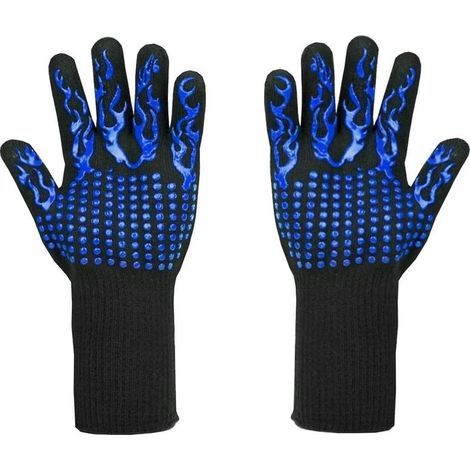 Gants anti-chaleur jusqu'à 800 °C – Résistance aux coupures L5 – Silicone, aramide, coton polyester – Pour barbecue, cuisine, soudure (1/5)