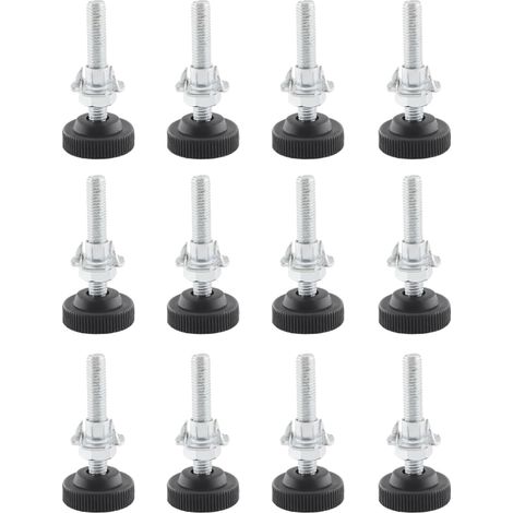 CSPARKV 12 Stück verstellbare Möbelbeine, M8 x 50 mm verstellbare Beine, verstellbare Möbelbeine aus Edelstahl mit Kontermutter, Klauenmutter und M10-Metallbohrer (1/4)