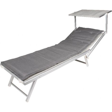 Grau gepolsterte Liegeauflage 190x55x5 cm mit dekorativem Volant