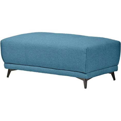 Pouf pour canapé modulable en tissu bleu pieds gris anthracite - GINA (1/5)