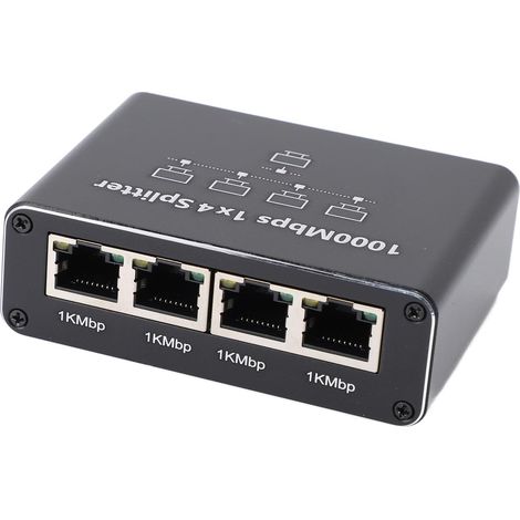Répartiteur Ethernet RJ45, Répartiteur Ethernet Gigabit Haute Vitesse 1000 Mbps avec Câble d'alimentation USB, Répartiteur RJ45 pour Console de Jeu TV Ordinateur (1 à 4) (1/5)