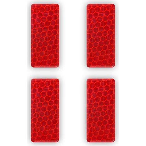 Adesivi 3D Rifrangenti Rettangoli, 4 pz - Colore: ROSSO