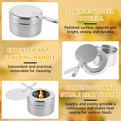 contenitori per pasta combustibile, bruciatore ad alcol per fornello da fonduta, bruciatore per scaldavivande in acciaio inossidabile, contenitori per pasta combustibile per buffet, fonduta, campeggio (1/4)