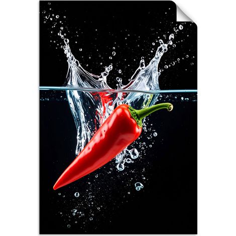 Selbstklebendes Poster – Wandsticker Paprika in Wasser 20x30 cm (1/3)
