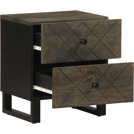 Table de chevet,Cabinet de chevet,Table de nuit noir 40x33x46 cm bois de manguier solide CFW958114 (1/5)