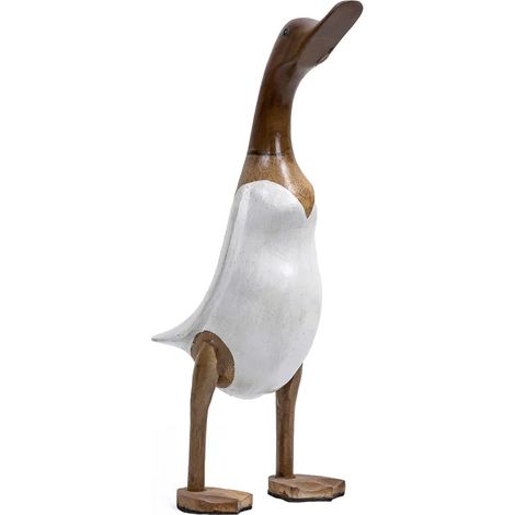 Statuette décorative 40 cm canard maillot blanc bois de teck – DAFLY (1/5)