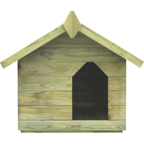 Niche de jardin pour chien avec toit rétractable. Fabriquée en bois de pin imprégné.