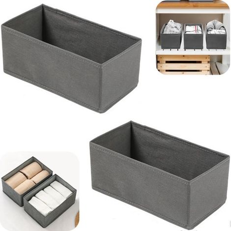 Boîtes de rangement en tissu lot de 2 - organisateurs 28 x 14 x 12 cm, gris (1/5)