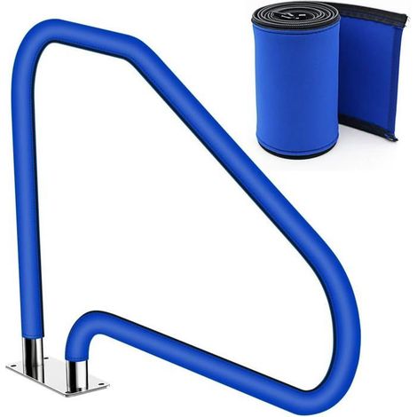 Housse de main courante de piscine 1,2 m, poignée antidérapante avec fermeture éclair, bleue (1/5)
