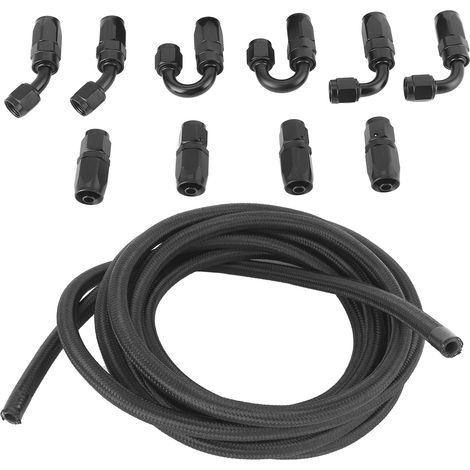 Tuyau carburant 5m AN6 6AN raccord acier inoxydable tressé nylon ligne essence huile, adaptateur droit 45° 90° 180° extrémité (1/5)