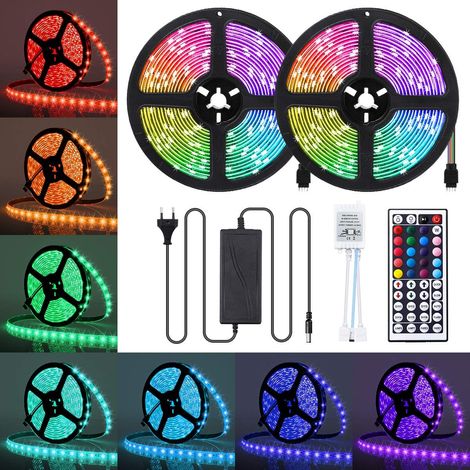 Ruban LED 10M Étanche Bande LED RGB 5050 300 LEDs IP65 Ruban Led Multicolore avec Télécommande à Infrarouge Bande Lumineuse pour Décoration d'Eclairage Intérieur et Extérieur [Classe énergétique A+] (1/4)