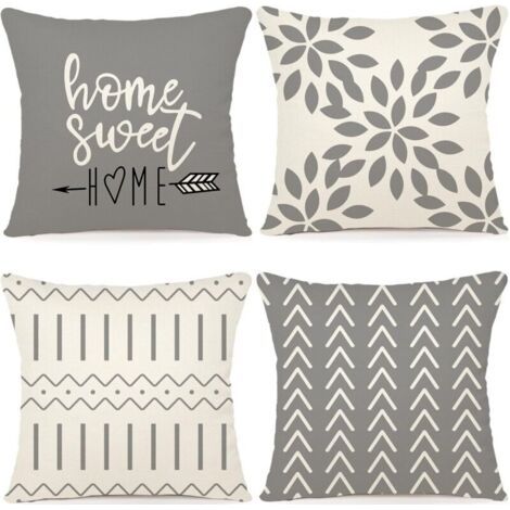 Lot de 4 Housse de Coussin Décoratif 45x45CM Canapé Taie d'oreiller Decoration Canapé Housses de Coussin en Lin d'extérieur Housse de Coussin Décoration pour Chambre, canapé, Chaise, Lit,45x45CM