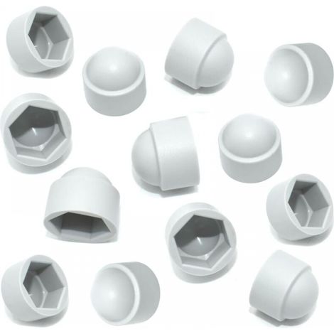 Packung mit 20 weißen Kunststoff-Sechskantmutternabdeckungen M10 (17-mm-Schlüsselweite) für Sechskantmuttern und -schrauben