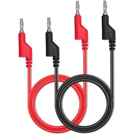 2pcs Banana to Banana Plug Test Leads Set, 4mm Stackable Banana Plug Wire Test Cable for Multimeter, 1000V/15A Electrical Test Lead(Red/Black) (1/5)