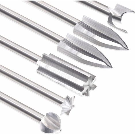 Kit D'outils de Sculpture sur Bois pour Outil Rotatif, 6 Gravure Accessoires pour Le Travail du Bois Avec une Tige de 1/8 pouce pour L'artisanat, Le Perçage et La Micro-sculpture (1/5)