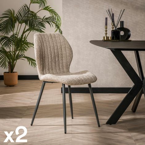 Chaise en bouclette sable à rayures (lot de 2) GALWAY (1/4)