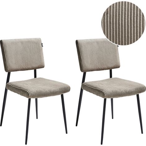 Conjunto de 2 sillas de comedor patas de hierro tapicería de pana gris pardo Sturgis (1/5)