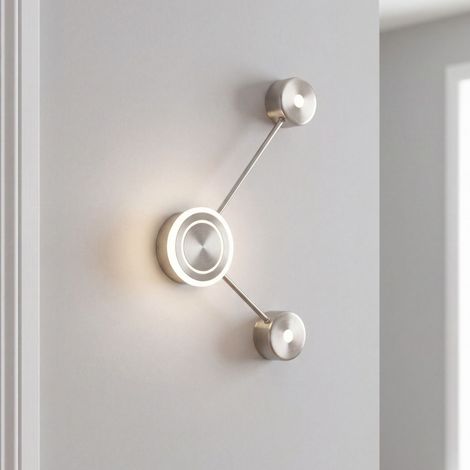 LED Wandleuchte Dimmbar über Wandschalter H: 44 cm 3000 K Aluminium in Nickel Modern Wandlampe