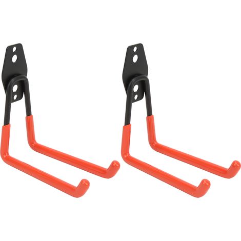 Crochets de garage en métal orange, robustes, pour le rangement de vélos et de balcon (lot de 2). (1/5)
