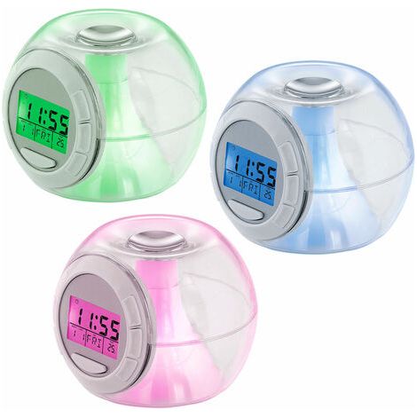 Sveglia display LED digitale con data temperatura cambio colore RGB con 6 toni naturali, plastica trasparente, H 8,5 cm, set da 3 (1/4)