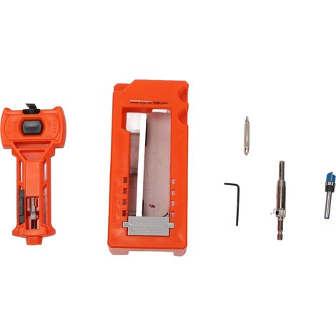 Kit d'installation de charnière de porte et de loquet, gabarit de mortaiseuse ABS pour un marquage précis, ciselage Orange (1/2)