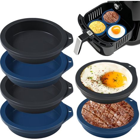 6 Moules à œufs en silicone 10 cm pour friteuse à air, four et micro-ondes, accessoires cuisine (1/5)
