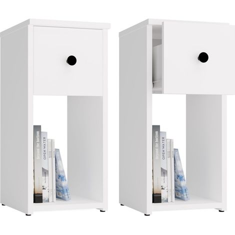 Tomi 25 1S - Mesita de noche - 1 cajón, 1 estante - 25x55x30 cm - Blanco (1/5)