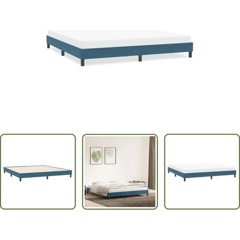 Sommeil confortable - Cadre de lit sans matelas bleu foncé 200x220 cm velours (1/5)