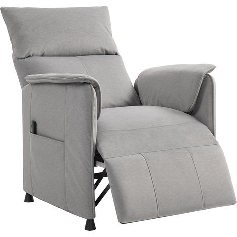 Homcom – Fauteuil relax électrique avec repose-pieds rétractable – Inclinaison 160° – Moteur silencieux – Tissu résistant aux griffes – Gris