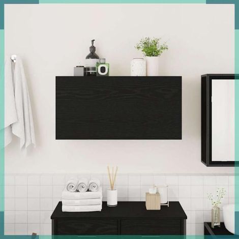 Armoire murale de bain - 860086 - Noir - Bois d'ingénierie - 80 x 25 x 40 cm (1/5)