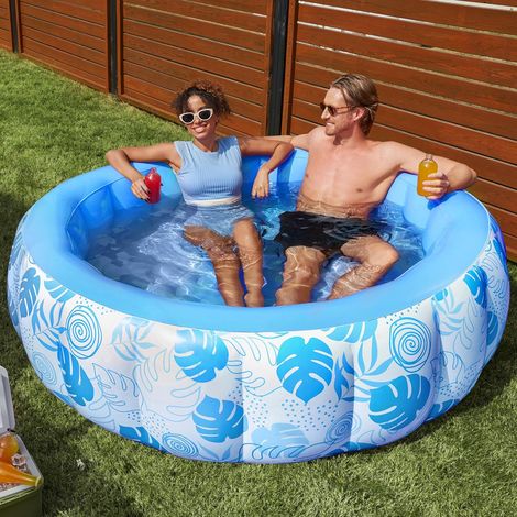 Piscine gonflable de 1,7 x 50,8 cm, durable, épaisse, de luxe, avec dossier confortable pour l'été, les fêtes aquatiques, le jardin, la pelouse, bleu (1/5)