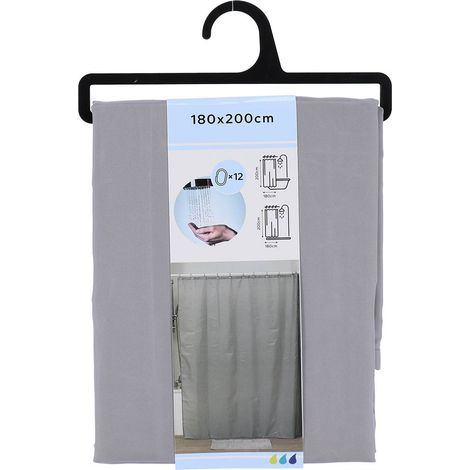 Duschvorhang aus polyester 180x200cm 12 ringe pp - grau - Tendance