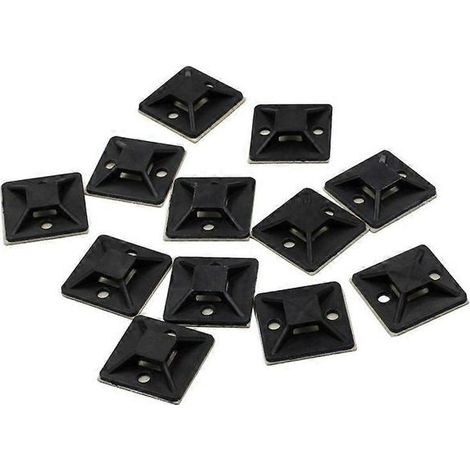 Lot de 100 supports adhésifs pour serre-câbles, 18,5 mm x 18,5 mm, noirs, serre-câbles auto-adhésifs, porte-serrures en plastique, support pour serre-câbles - Adélala (1/5)