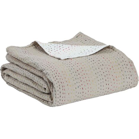 VIVARAISE - Jeté de lit Gastounet - Coton 100% - Multicolore - 260 x 260 cm